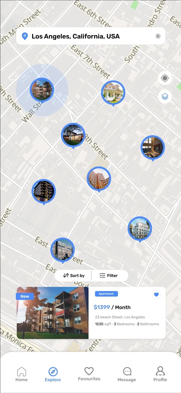 MapMetrics-enhanced real estate platform displaying property locations with interactive mapping and neighborhood insights