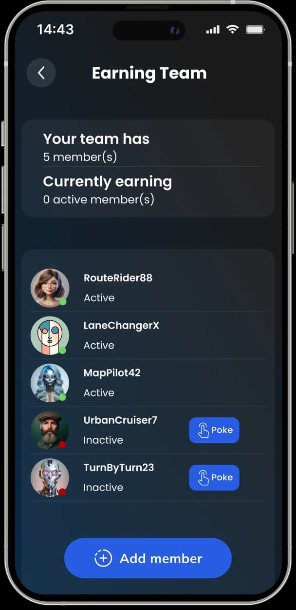MapMetrics team rewards interface